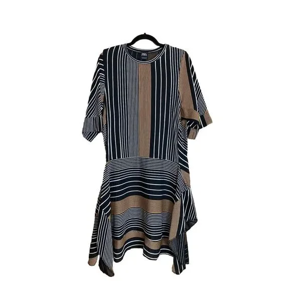 navy blue dress for baby girl SS18 Zara Trafaluc Striped Asymmetric Dress main image 1